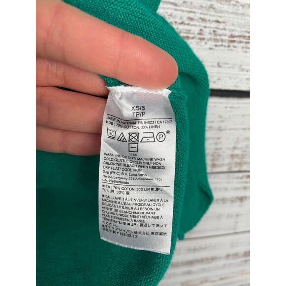 Banana Republic OVERSIZED JOHNNY-COLLAR SWEATER Kelly Green Linen XS Small Boxy - Picture 5 of 10